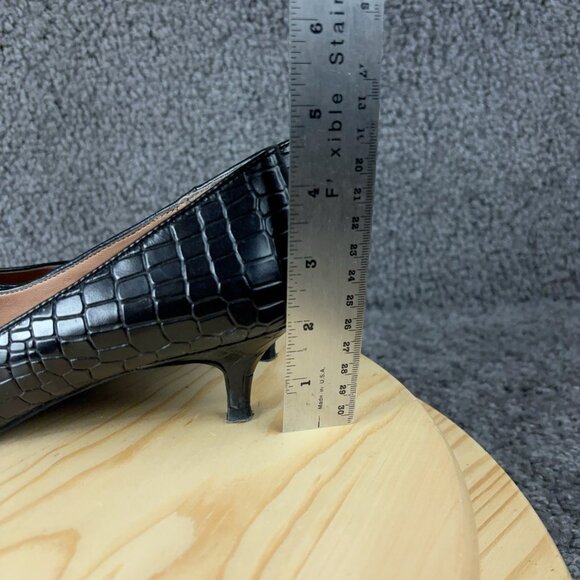 Vionic Josie Croc Kitten Heels Womens Size 7 Black Leather Pointed Toe Pump - Picture 5 of 9